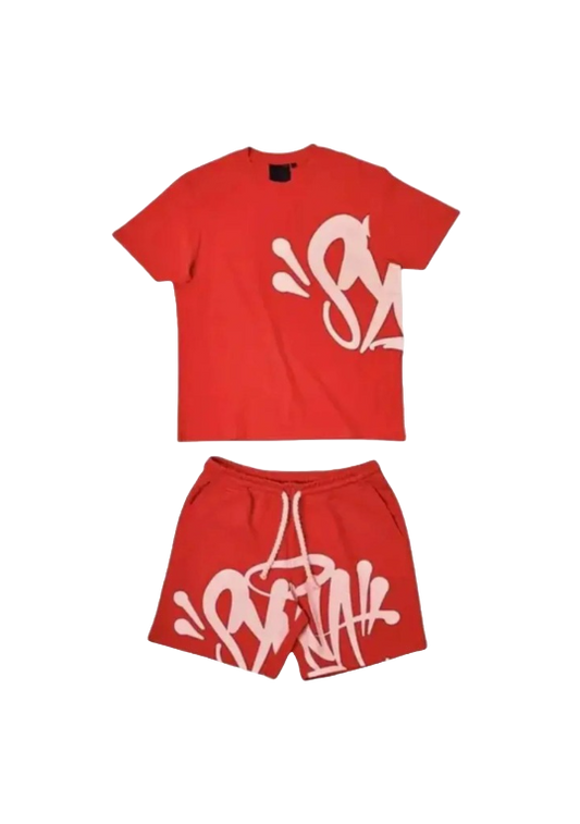 Syna World Logo Tee & Short Set 'Red & Pink’